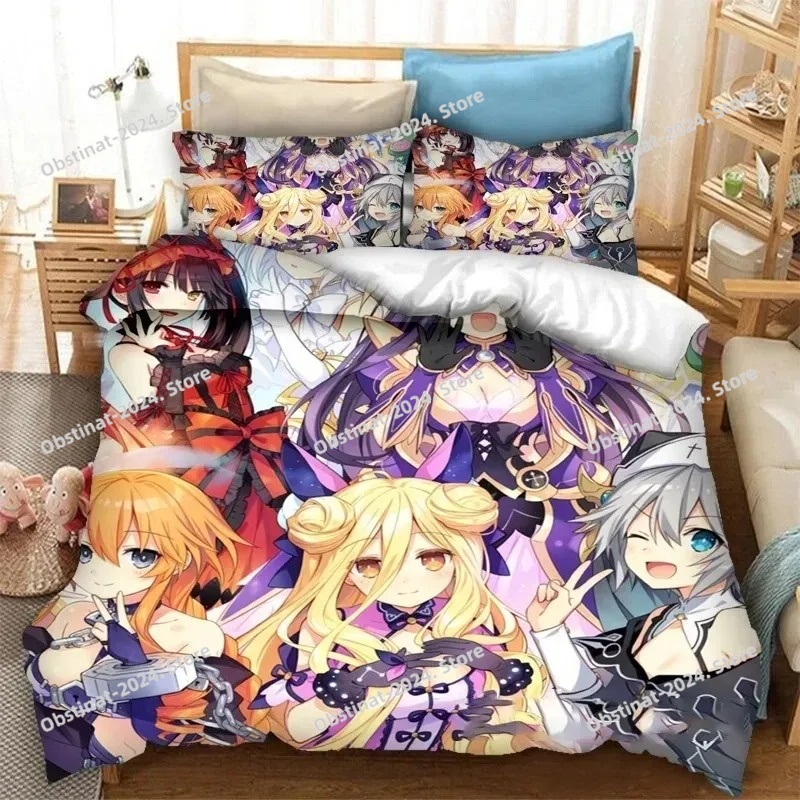 Home Textiles Classic Fashion - 3Dプリントアニメデート・ア・ライブ寝具セット 男の子 女の子 ツイン/クイーンサイズ 掛け布団カバー 枕カバー