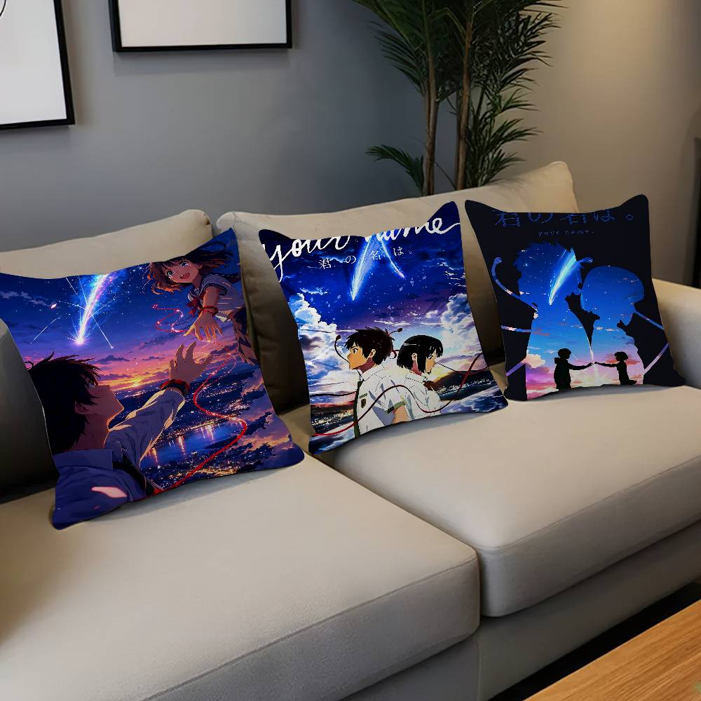 Home Textiles Classic Fashion - クラシックアニメ「君の名は」枕アニメ枕ソファベッドヘッド枕カバークッションカバー45x45cmファッション