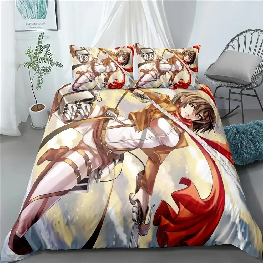 Home Textiles Classic Fashion - ファッションアニメ進撃の巨人ホームテキスタイル枕カバーベッドリネン布団カバー子供用掛け布団寝具セットクイーンキングホームテキスタイル