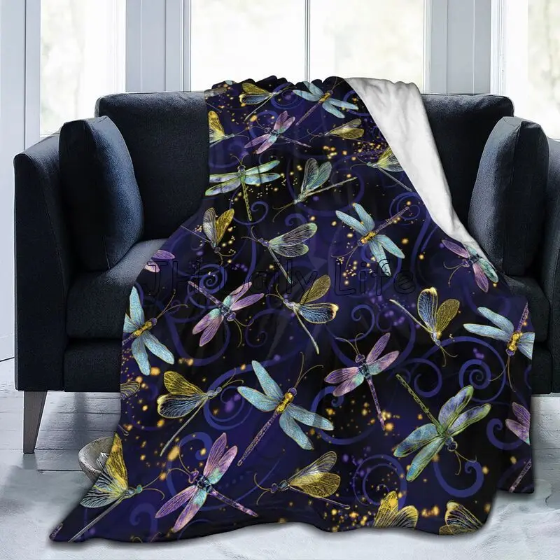 Galaxy Home Textiles - トンボギャラクシーフリースブランケット軽量フランネルブランケットスーパーソフト暖かい居心地の良いファジースローブランケットソファベッドソファ旅行用