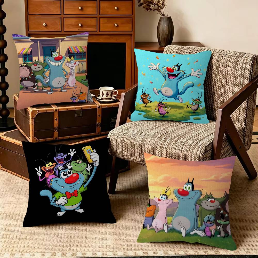 Home Textiles Inc - オギーとC-ゴキブリ 装飾枕カバー 正方形枕カバー ホームオフィス装飾クッションカバー