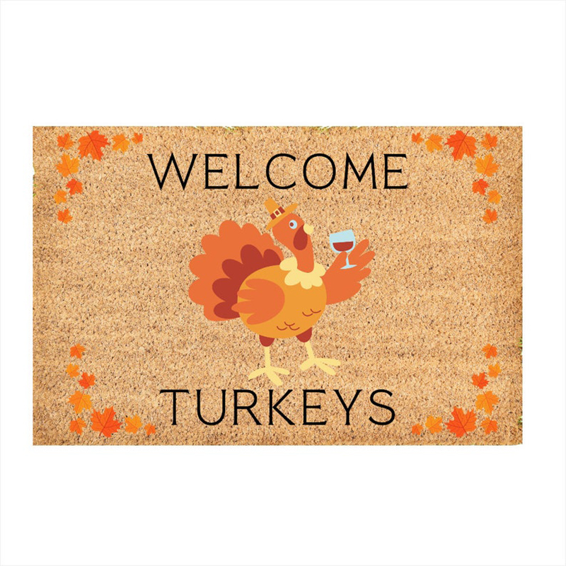 Home Textiles Turkey - パーソナライズされたウェルカムターキー ドアマット カスタム秋用ドアマット 感謝祭マット 秋の家の装飾 室内/屋外用フロントポーチラグ