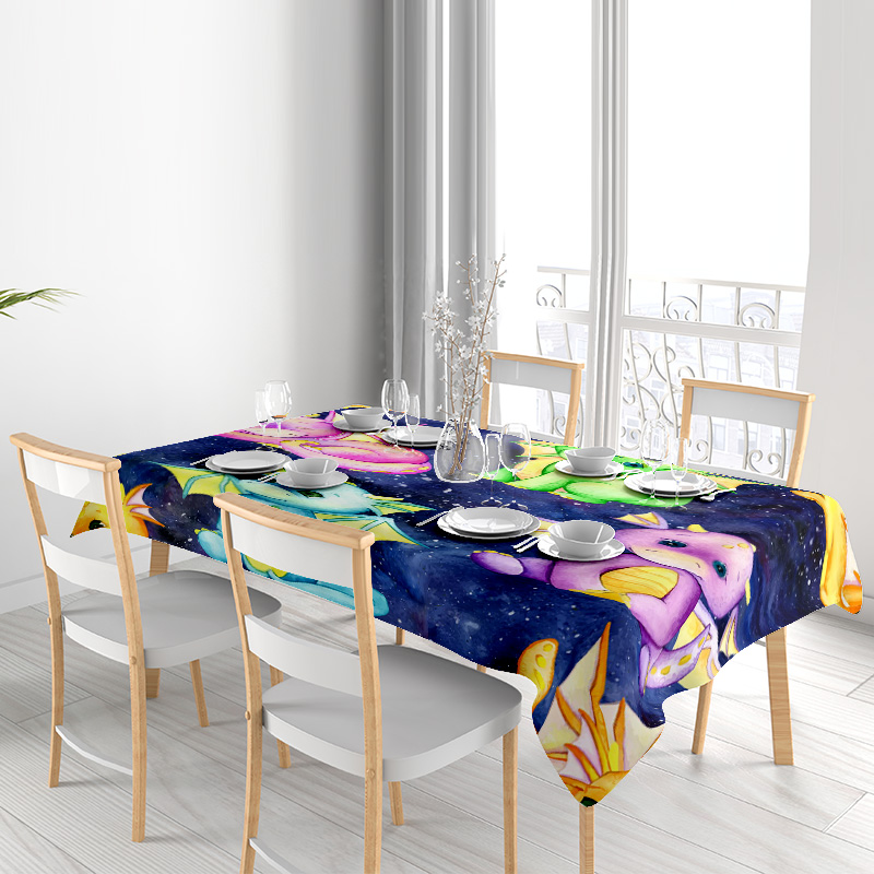 Galaxy Home Textiles - 鮮やかなギャラクシーユニコーンテーブルクロス芸術的な宇宙をテーマにしたダイニング装飾キッチンや寝室用ブルーマルチカラー漫画