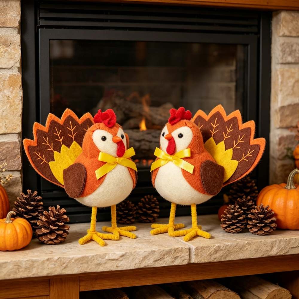 Home Textiles Turkey - 感謝祭の七面鳥の置物、鳥の装飾品、秋のテーブルトップオーナメント、家庭用秋のパーティー用品、キッチンのマントル棚の装飾
