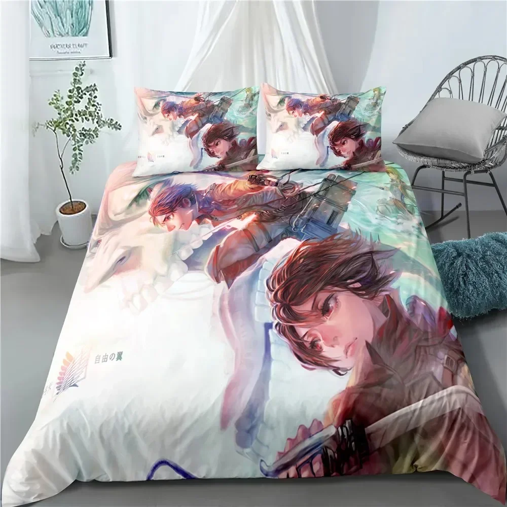 ファッションアニメ進撃の巨人ホームテキスタイル枕カバーベッド - Home Textiles Classic Fashion のレビューと価格