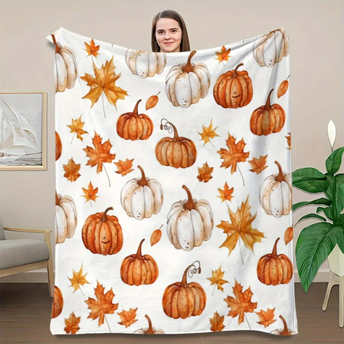 感謝祭用スローブランケット – 暖かいパンプキン、七面鳥、紅 - Home Textiles Turkey のレビューと価格