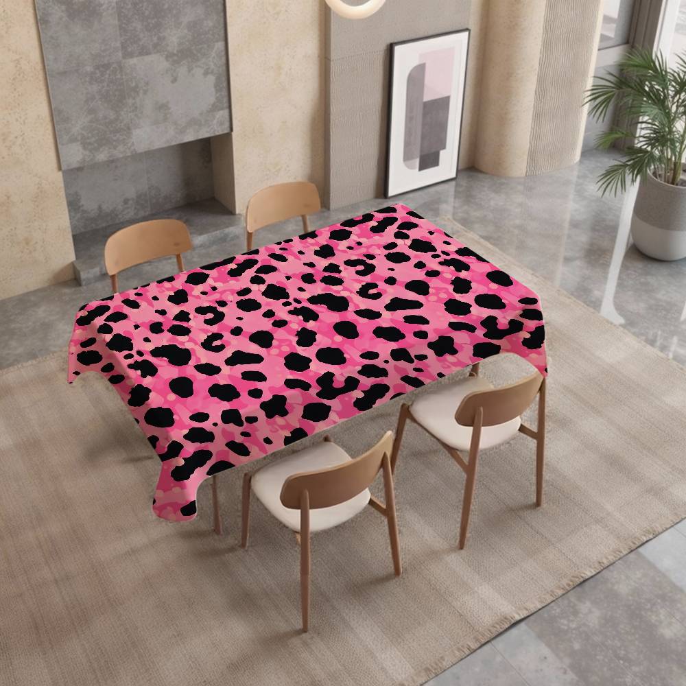 ピンクファッションヒョウ柄テーブルクロス防汚装飾洗えるテーブ - Home Textiles Classic Fashion のレビューと価格