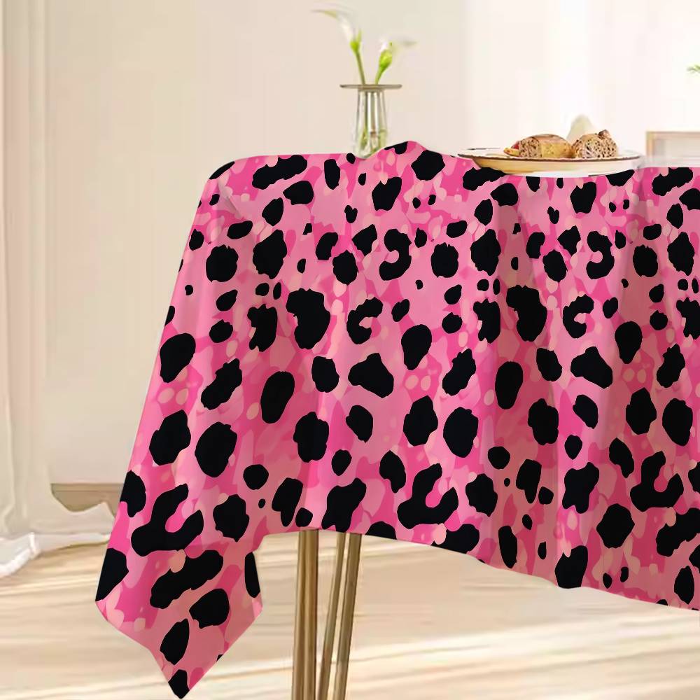 ピンクファッションヒョウ柄テーブルクロス防汚装飾洗えるテーブ - Home Textiles Classic Fashion のレビューと価格