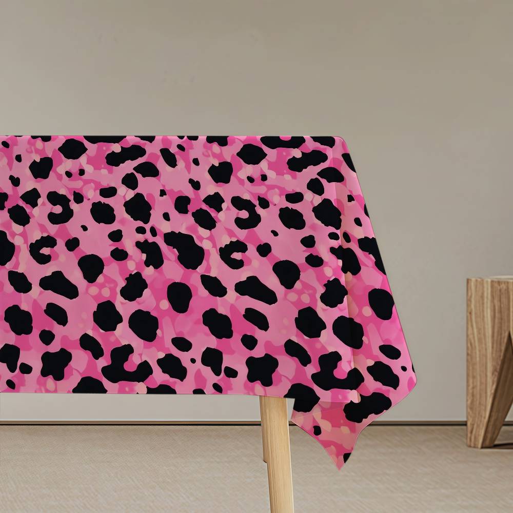 ピンクファッションヒョウ柄テーブルクロス防汚装飾洗えるテーブ - Home Textiles Classic Fashion のレビューと価格