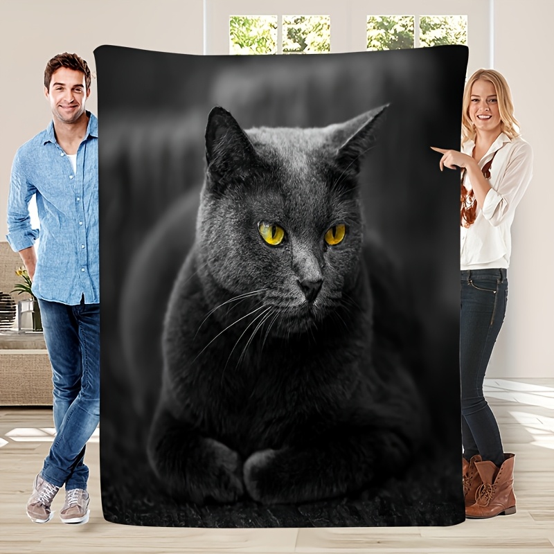 居心地の良い高精細愛らしい青い猫プリントフランネルスローブラ - Home Textiles Definition のレビューと価格