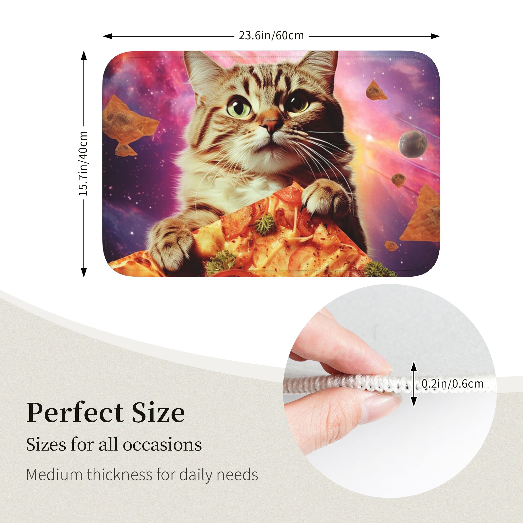 ミームキャットギャラクシースペースピザジャンクフードドアマッ - Galaxy Home Textiles のレビューと価格