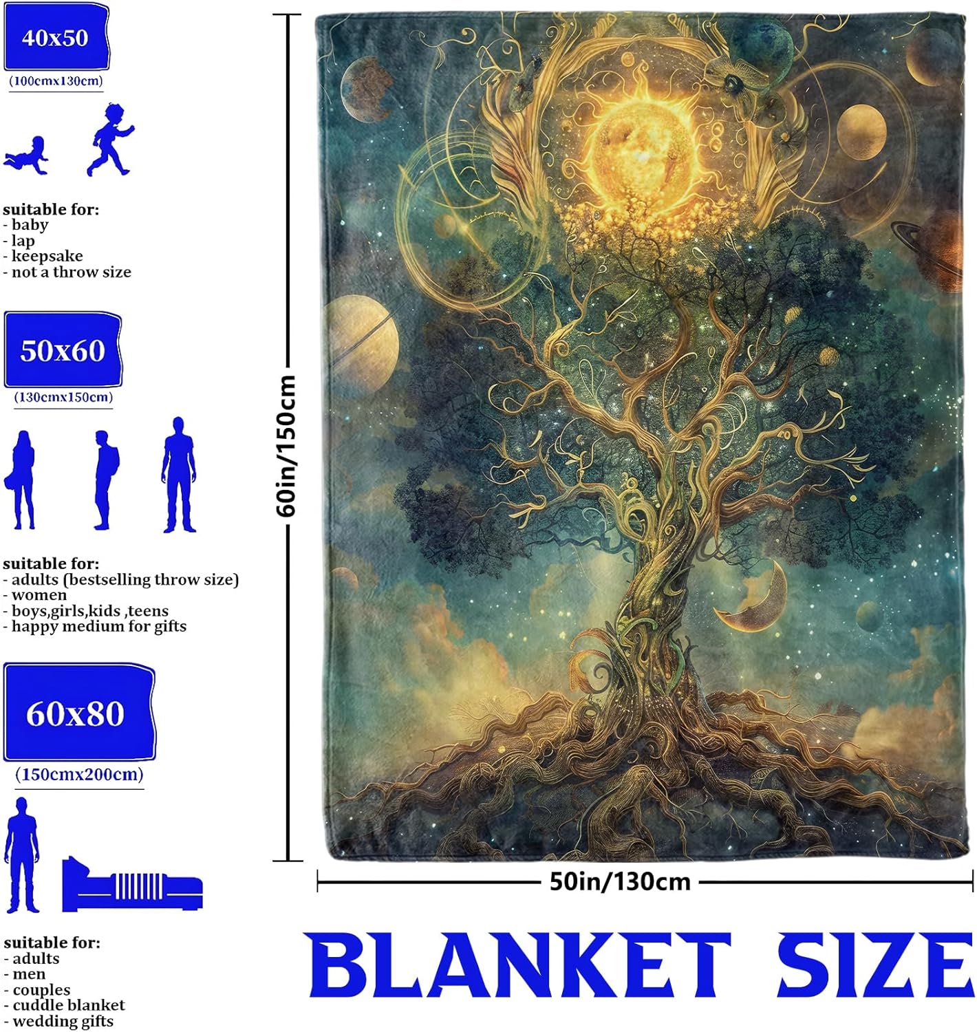 宇宙の木ブランケット銀河天体デザイン神秘的な森のパターンソフ - Galaxy Home Textiles のレビューと価格