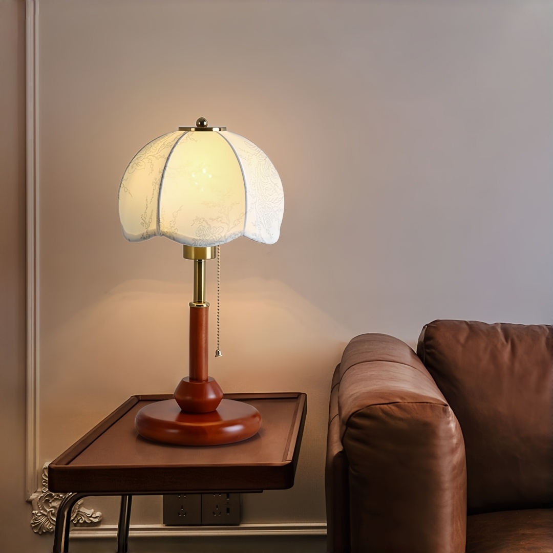 ヴィンテージスカラップドームテーブルランプ寝室ナイトスタンド - Textiles For Home のレビューと価格