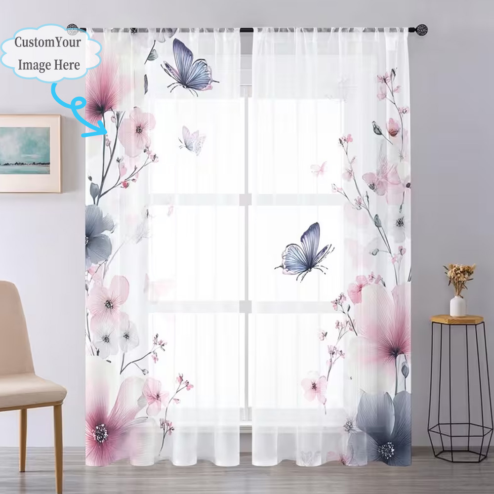 カスタム2Dフラット2枚組シアーカーテン、お好みのデザイン/ - Textiles For Home のレビューと価格