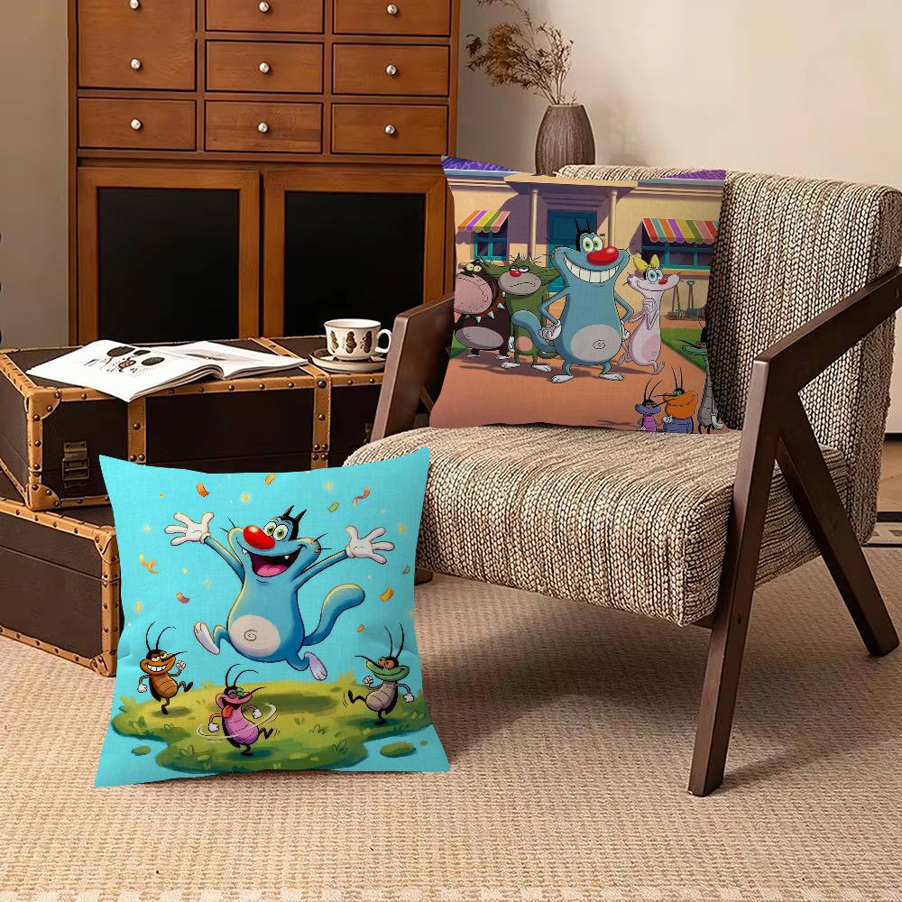 オギーとC-ゴキブリ 装飾枕カバー 正方形枕カバー ホームオ - Home Textiles Inc のレビューと価格