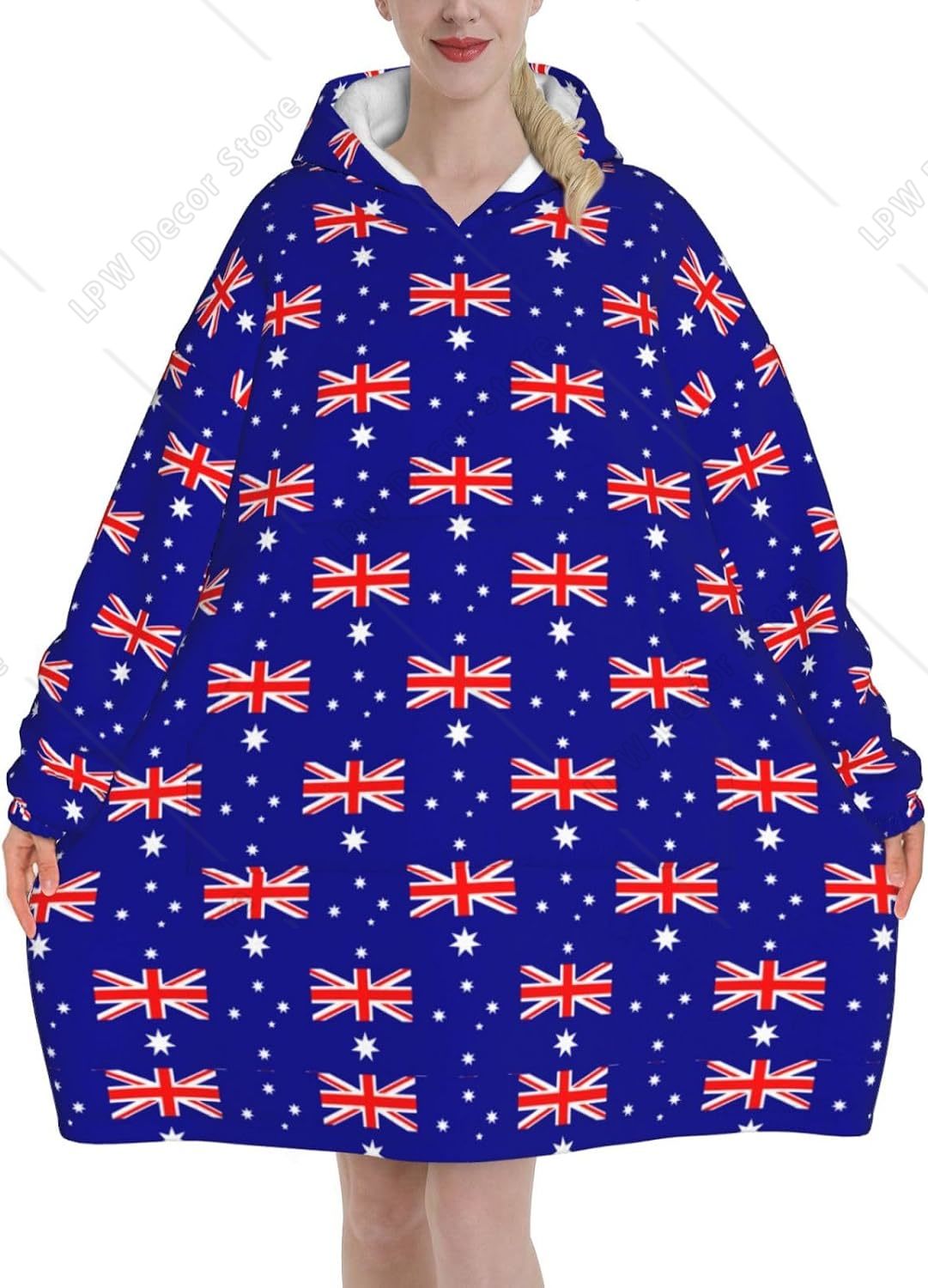 オーバーサイズフランネルウェアラブルブランケットフーディー  - Home Textiles Australia のレビューと価格