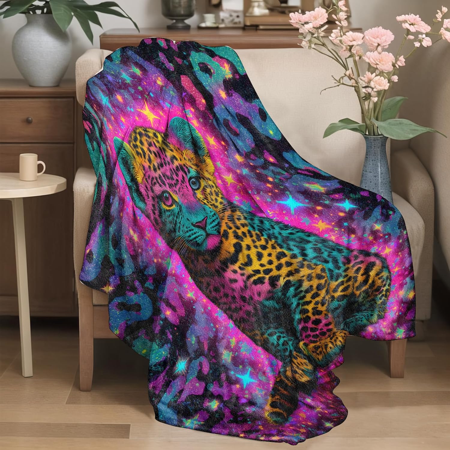 ギャラクシーレオパードブランケット カラフルな動物 宇宙デザ - Galaxy Home Textiles のレビューと価格