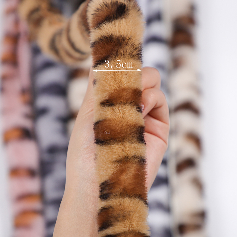 1 メートルフェイクラビットファーヒョウリボンストライプテー - Home Textiles Turkey のレビューと価格