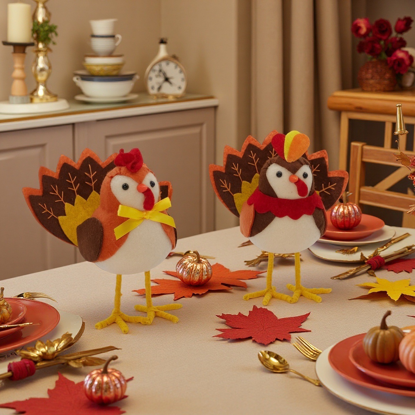 感謝祭の七面鳥の置物、鳥の装飾品、秋のテーブルトップオーナメ - Home Textiles Turkey のレビューと価格
